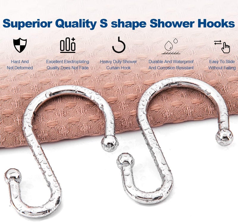 TOPROD Shower Curtain Hooks Rings, Stainless Steel S Shaped Shower Hooks Rust Proof, Metal Shower Curtain Hangers for Shower Curtains, Kitchen, Wardrobe & Garden, Chrome, Set of 12 - Image 5